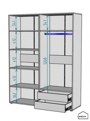 Шкаф Linnea MHR-4PO-2 2050х1600х510 (Белый-М 11.1.2) в Верхней Пышме - verhnyaya-pyshma.ok-mebel.com | фото 3