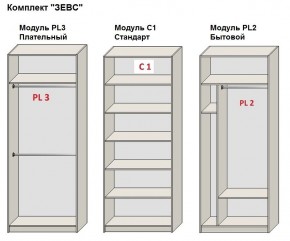 Шкаф распашной серия «ЗЕВС» (PL3/С1/PL2) в Верхней Пышме - verhnyaya-pyshma.ok-mebel.com | фото 2