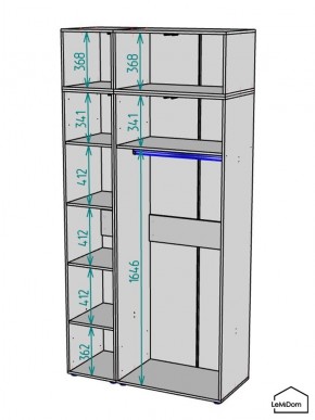 Шкаф с антресолью Linnea MHR-3A-1 2450х1200х510 (Графит-М 11.1.25) в Верхней Пышме - verhnyaya-pyshma.ok-mebel.com | фото 3