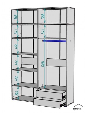 Шкаф с антресолью Linnea MHR-4A-2 2450х1600х510 (Белый-М 11.1.2) в Верхней Пышме - verhnyaya-pyshma.ok-mebel.com | фото 2