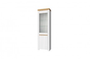 Шкаф с витриной  1V1D, TAURUS, цвет белый/дуб вотан в Верхней Пышме - verhnyaya-pyshma.ok-mebel.com | фото