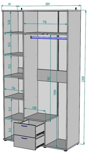 Шкаф с зеркалом Ольга H54_M в Верхней Пышме - verhnyaya-pyshma.ok-mebel.com | фото 2