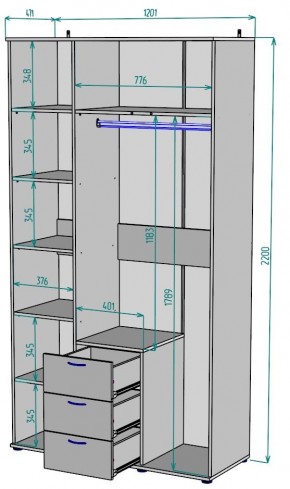 Шкаф с зеркалом Ольга H57_M в Верхней Пышме - verhnyaya-pyshma.ok-mebel.com | фото 2