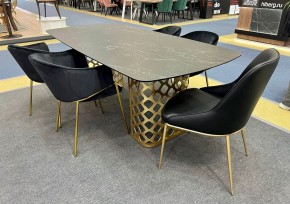 Стол CHIAVARI 220 KL-116 Черный мрамор матовый, итальянская керамика / бронзовый, ®DISAUR в Верхней Пышме - verhnyaya-pyshma.ok-mebel.com | фото 2