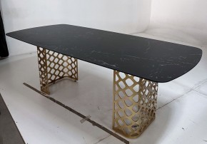 Стол CHIAVARI 220 KL-116 Черный мрамор матовый, итальянская керамика / бронзовый, ®DISAUR в Верхней Пышме - verhnyaya-pyshma.ok-mebel.com | фото 4