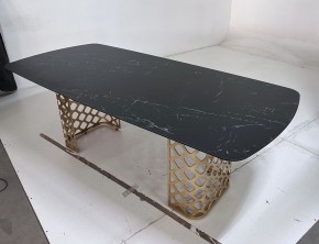 Стол CHIAVARI 220 KL-116 Черный мрамор матовый, итальянская керамика / бронзовый, ®DISAUR в Верхней Пышме - verhnyaya-pyshma.ok-mebel.com | фото 6