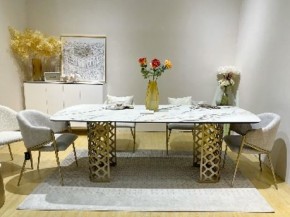 Стол CHIAVARI 220 KL-188 Контрастный мрамор матовый, итальянская керамика / Шампань, ®DISAUR в Верхней Пышме - verhnyaya-pyshma.ok-mebel.com | фото 2