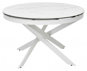 Стол TRENTO 120 HIGH GLOSS STATUARIO Белый мрамор глянцевый, керамика/ белый каркас, ®DISAUR в Верхней Пышме - verhnyaya-pyshma.ok-mebel.com | фото 2