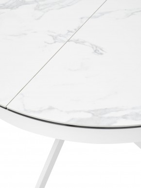 Стол TRENTO 120 HIGH GLOSS STATUARIO Белый мрамор глянцевый, керамика/ белый каркас, ®DISAUR в Верхней Пышме - verhnyaya-pyshma.ok-mebel.com | фото 4