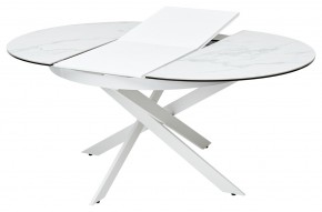 Стол TRENTO 120 HIGH GLOSS STATUARIO Белый мрамор глянцевый, керамика/ белый каркас, ®DISAUR в Верхней Пышме - verhnyaya-pyshma.ok-mebel.com | фото 5