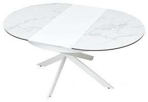 Стол TRENTO 120 HIGH GLOSS STATUARIO Белый мрамор глянцевый, керамика/ белый каркас, ®DISAUR в Верхней Пышме - verhnyaya-pyshma.ok-mebel.com | фото 8