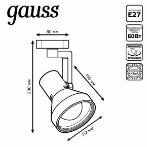 Светильник на штанге Gauss Track Light TR005 в Верхней Пышме - verhnyaya-pyshma.ok-mebel.com | фото 6