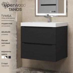 Тумба под раковину Uperwood Tanos 60 см, подвесная, черная матовая в Верхней Пышме - verhnyaya-pyshma.ok-mebel.com | фото 3