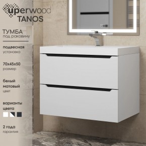 Тумба под раковину Uperwood Tanos 70 см, подвесная, белая/графит в Верхней Пышме - verhnyaya-pyshma.ok-mebel.com | фото 3
