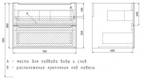 Тумба под раковину Uperwood Tanos 70 см, подвесная, белая/графит в Верхней Пышме - verhnyaya-pyshma.ok-mebel.com | фото 7