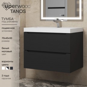 Тумба под раковину Uperwood Tanos 70 см, подвесная, черная матовая в Верхней Пышме - verhnyaya-pyshma.ok-mebel.com | фото 3