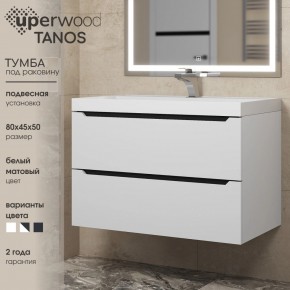 Тумба под раковину Uperwood Tanos 80 см, подвесная, белая/графит в Верхней Пышме - verhnyaya-pyshma.ok-mebel.com | фото 3