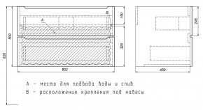 Тумба под раковину Uperwood Tanos 80 см, подвесная, белая/графит в Верхней Пышме - verhnyaya-pyshma.ok-mebel.com | фото 7
