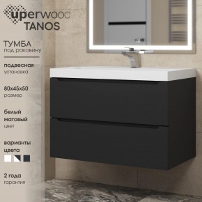 Тумба под раковину Uperwood Tanos 80 см, подвесная, черная матовая в Верхней Пышме - verhnyaya-pyshma.ok-mebel.com | фото 3