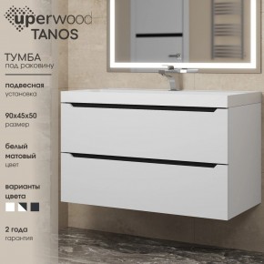 Тумба под раковину Uperwood Tanos 90 см, подвесная, белая/графит в Верхней Пышме - verhnyaya-pyshma.ok-mebel.com | фото 3