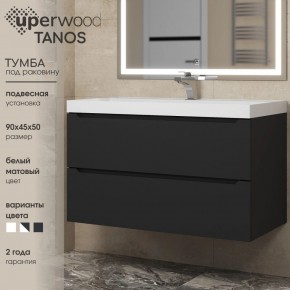 Тумба под раковину Uperwood Tanos 90 см, подвесная, черная матовая в Верхней Пышме - verhnyaya-pyshma.ok-mebel.com | фото 3