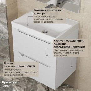 Тумба с раковиной Uperwood Tanos 50 см, подвесная, белая матовая в Верхней Пышме - verhnyaya-pyshma.ok-mebel.com | фото 6